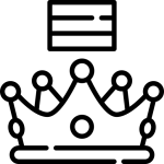Icona bianco e nero corona re con bandiera Olanda in alto su sfondo trasparente