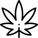 Icona bianco e nero foglia Marijuana su sfondo trasparente